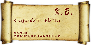 Krajczár Béla névjegykártya